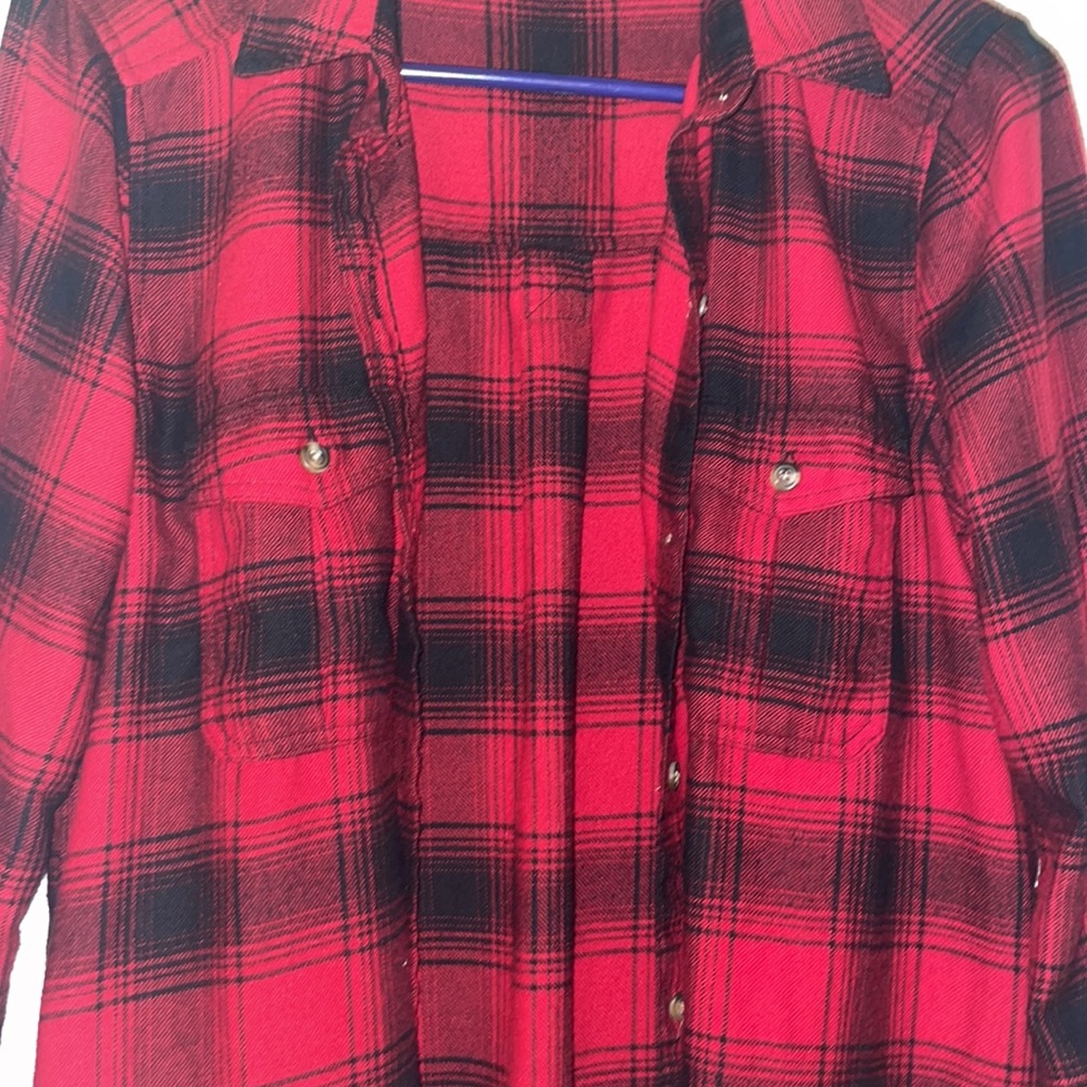 American Eagle Outfitters Red and Black Plaid Shirt Dress